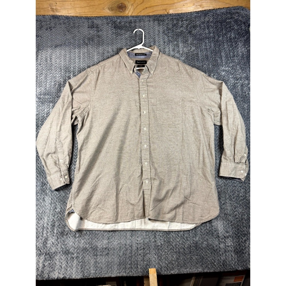 Paul Fredrick Shirt Mens 3XL Brown Finest Long Staple Cotton Button Down Casual